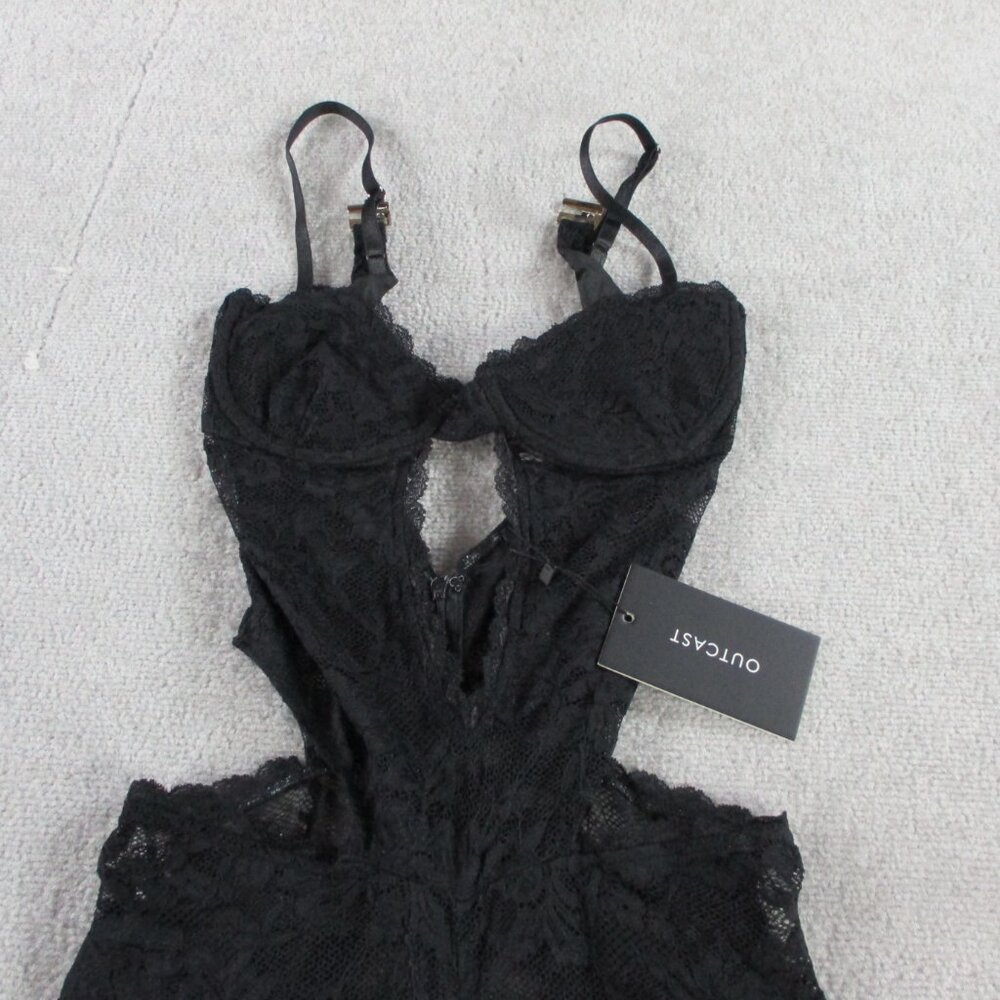 Outcast Everly Jumpsuit Black Womens Small Lace One Piece Party Flare Wide Leg - Picture 4 of 13